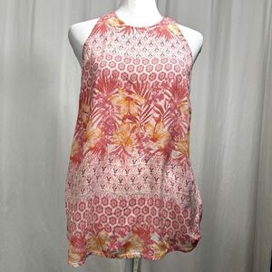 Old Navy Tank Top Women’s Small petite Pink Orange Tropical Floral